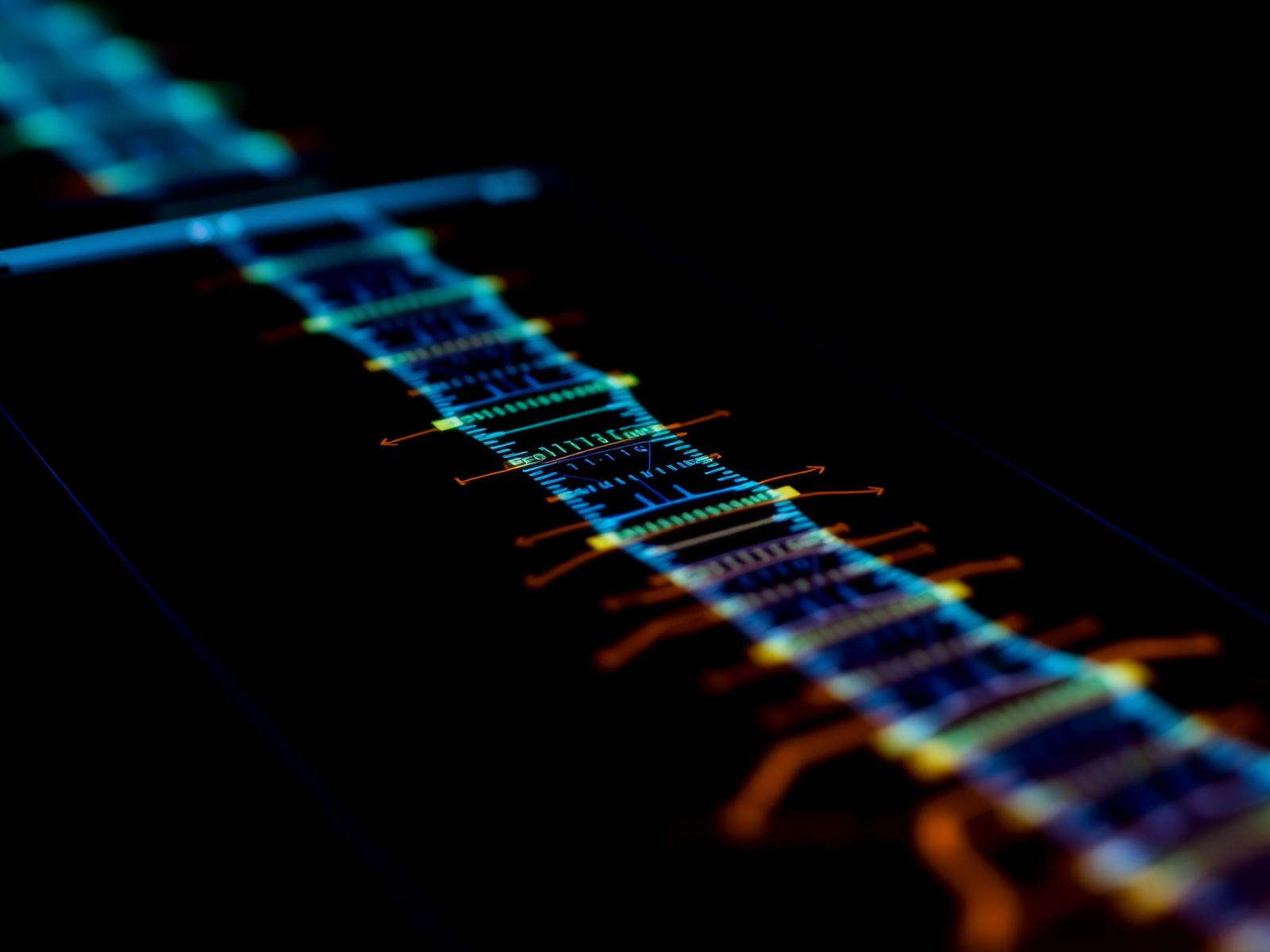 Neurospinal scan close-up in electric blue