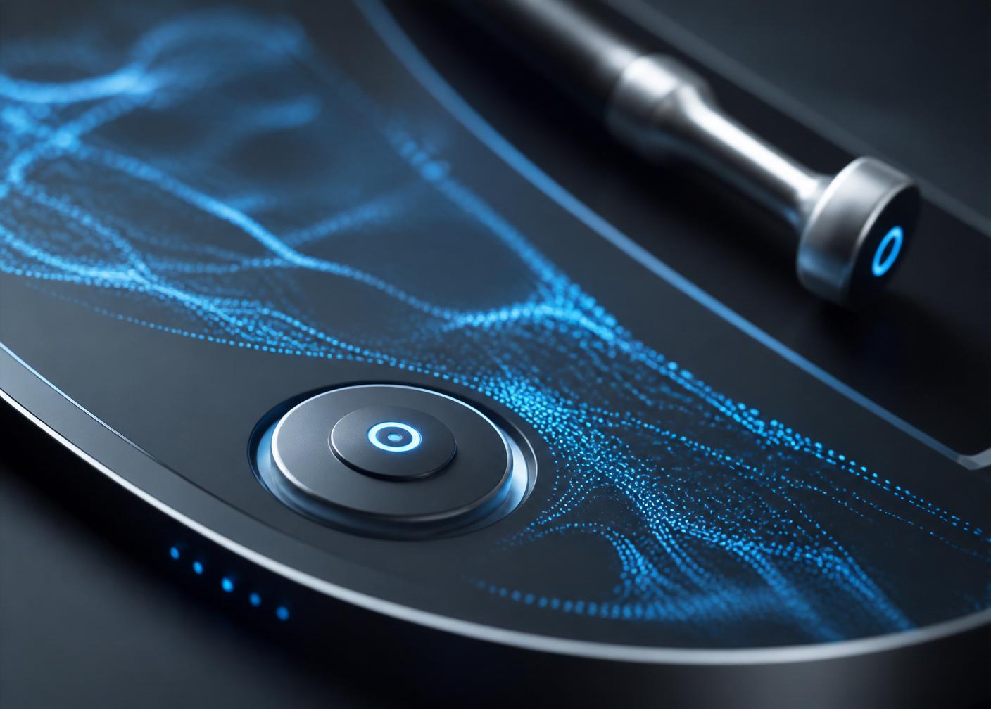 Advanced medical technology with electric blue data visualization